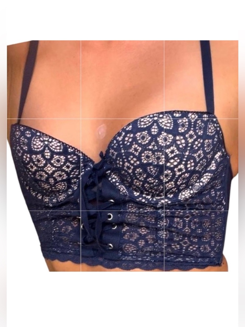 Victoria's Secret Blue Lace Bustier size 32DD
